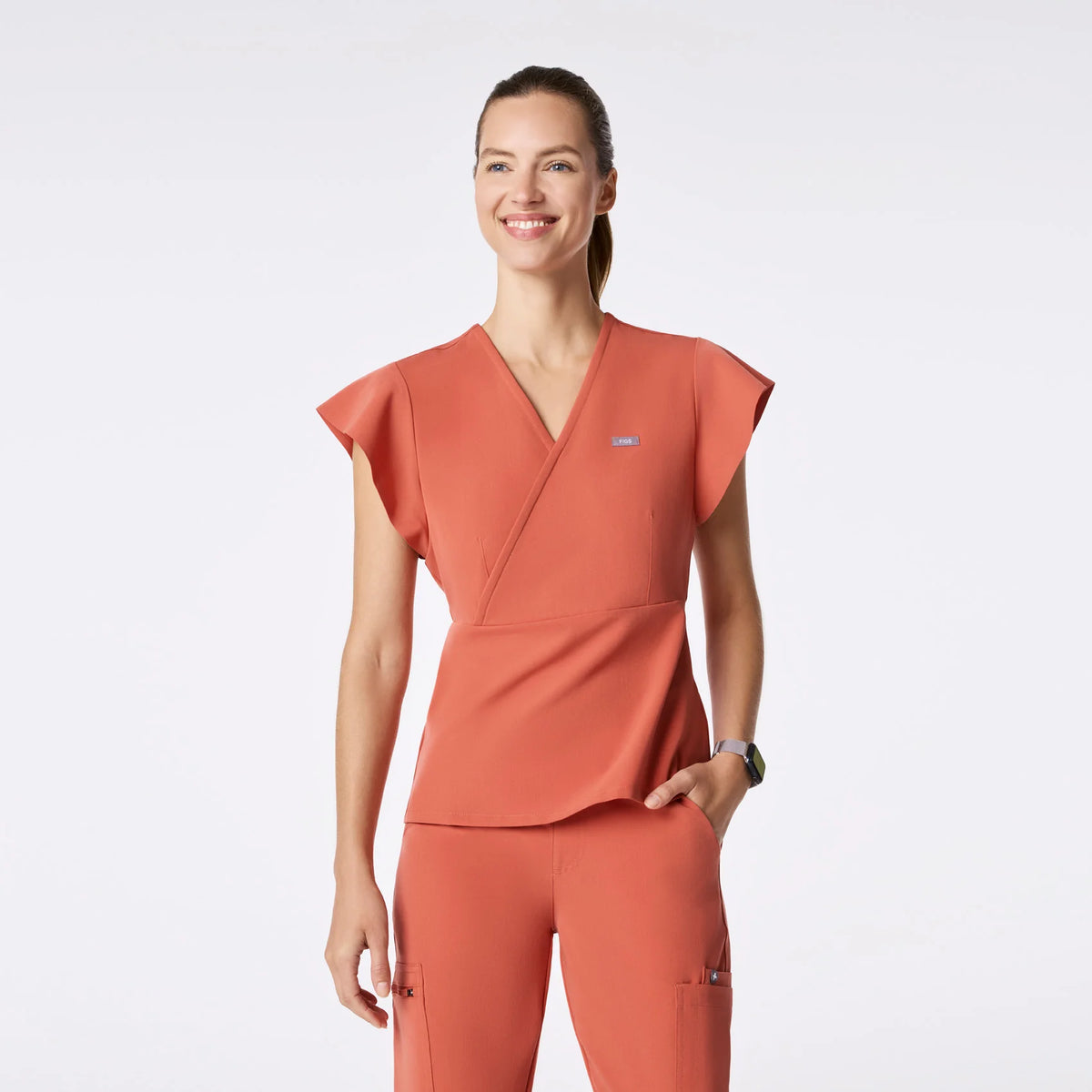 Eveleigh Slim Peplum Scrub Top