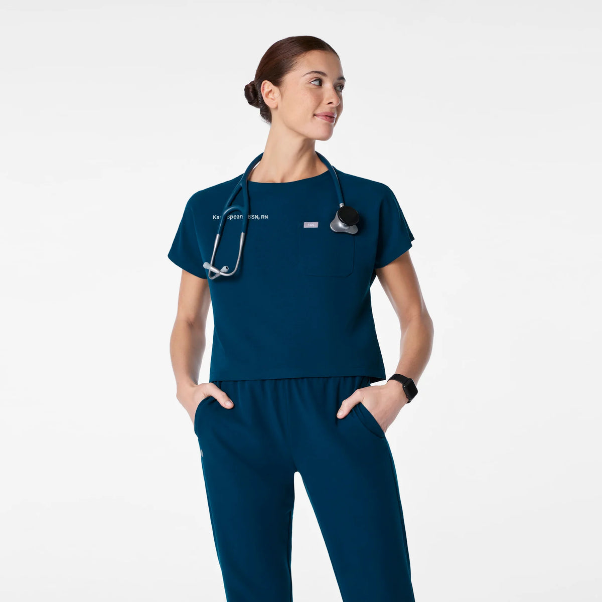 Arua Cropped Crewneck Scrub Top